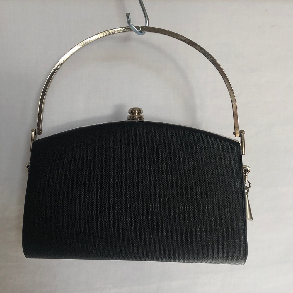 Classic Black Hard Bodied Evening Bag With Silver-Tone  Hardware